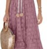 Connecteri  Women's Maxi Dress Lace Dresses Boho Tassel V-Neck Flare Ruffle Adjustable Straps Beach Summer Long Dress
