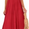 Connecteri  Womens 2024 Summer Flowy Maxi Dress Casual Sleeveless Spaghetti Strap Ruffle Beach Long Dresses