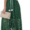 Connecteri  Women's Maxi Dress Lace Dresses Boho Tassel V-Neck Flare Ruffle Adjustable Straps Beach Summer Long Dress