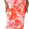 Connecteri  Women's Summer Maxi Bodycon Dresses Strapless Tube Top Printed Long Party Club Slit Dress