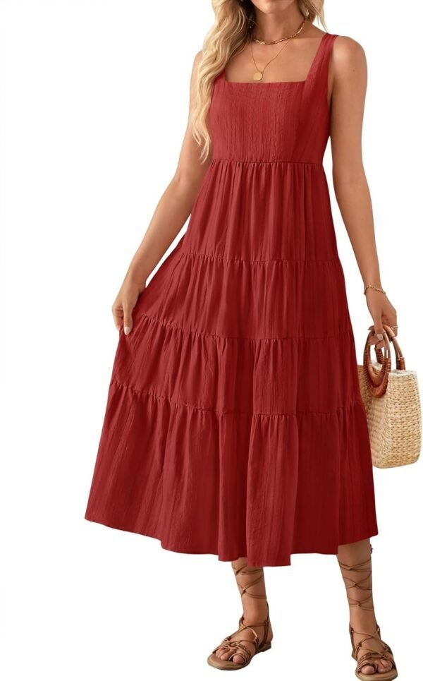 Connecteri Women's 2024 Summer Sleeveless Dress Casual Backless Loose Flowy Tiered Sundress Beach Cover up Tank Dresses