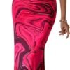Connecteri  Women's Summer Maxi Bodycon Dresses Strapless Tube Top Printed Long Party Club Slit Dress