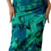 Connecteri  Women's Summer Maxi Bodycon Dresses Strapless Tube Top Printed Long Party Club Slit Dress