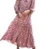 Connecteri  Womens Loose Fit Casual Summer V Neck Half Sleeve Bohemian Geometric Pattern Maxi Long Dresses
