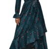 Connecteri  Women Long Sleeve Wrap Maxi Dress V Neck Boho Floral High Waist Flowy Ruffle 2024 Spring Summer Dresses with Belt