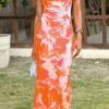 Connecteri  Women's 2024 Summer Floral Spaghetti Strap Maxi Dress Stretch Sexy Bodycon Dress Backless Slip Long Dresses