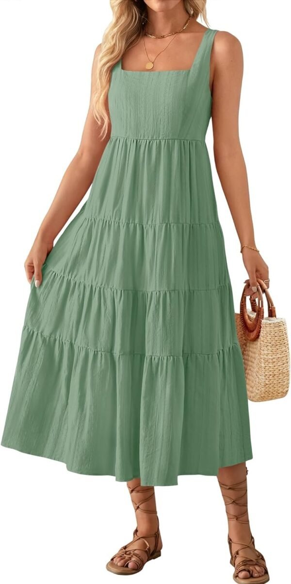 Connecteri Women's 2024 Summer Sleeveless Dress Casual Backless Loose Flowy Tiered Sundress Beach Cover up Tank Dresses