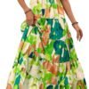 Connecteri  Womens Dresses 2024 Puff Sleeve Floral Casual Summer Dresses Smocked Backless Beach Flowy Tiered Maxi Dress