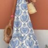 Connecteri  Women Summer Dresses 2024 Spaghetti Strap Scoop Neck Smocked Ruffle Flowy Boho Maxi Dress