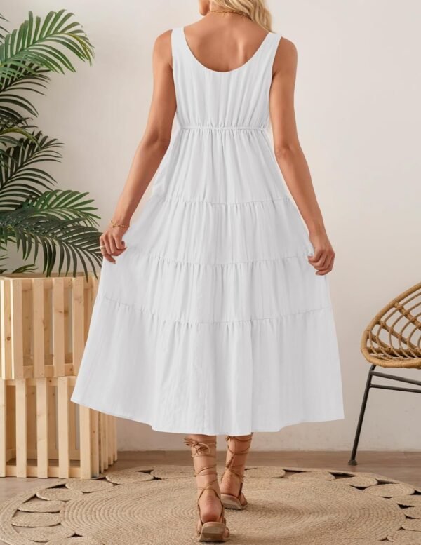 Connecteri Women's 2024 Summer Sleeveless Dress Casual Backless Loose Flowy Tiered Sundress Beach Cover up Tank Dresses