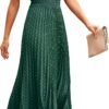 Connecteri?Womens Midi Summer V Neck Swiss Dot Ruffle Sleeveless A Line Beach Sun Dress