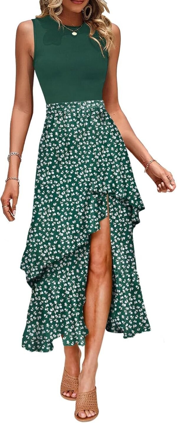 Connecteri  Women's Summer 2024 Maxi Dress Spaghetti Strap Spring Casual Boho Split Beach Long Flowy Dresses Trendy