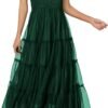 Connecteri?Womens 2024 Summer Casual Sleeveless Smocked Ruffle Tulle Flowy Beach Sundress