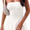Connecteri  Women's 2024 Summer Strapless Tube Dress Sexy Off Shoulder Ruffle Tiered Flowy Mini Dresses