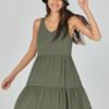 Connecteri  Womens Summer Casual Tank Dress Sleeveless V Neck T Shirt Sundress Flowy Tiered Swing Mini Beach Vacation Dresses
