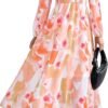 Connecteri  Women's 2024 Fall Boho Maxi Dress Casual Long Sleeve V Neck Printed Beach Long Flowy Dresses