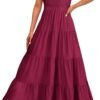 Connecteri  Womens Cap Sleeve V Neck Smocked Beach Sundress
