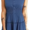 Connecteri  Womens Summer Dresses 2024 Sleeveless Button Down Smocked Elastic Waist Ruffle Tiered Casual Swing Mini Dress
