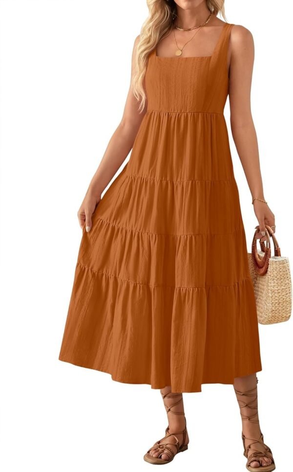 Connecteri Women's 2024 Summer Sleeveless Dress Casual Backless Loose Flowy Tiered Sundress Beach Cover up Tank Dresses