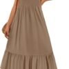 Connecteri Women's 2024 Summer Sleeveless Dress Square Neck Pleated Swing Casual Maxi Dresses with Pockets