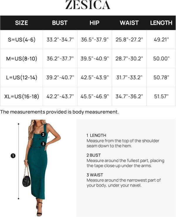 Connecteri Womens Summer Casual Square Neck Bodycon Midi Dresses 2024 Spring Sleeveless Side Slit Knit Beach Vacation Long Dress