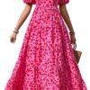 Connecteri  Womens Dresses 2024 Puff Sleeve Floral Casual Summer Dresses Smocked Backless Beach Flowy Tiered Maxi Dress