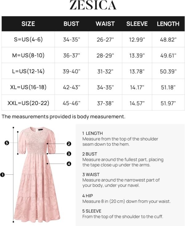 Connecteri Women's 2024 Summer Short Puff Sleeve Crewneck Smocked Floral Lace Flowy A Line Tiered Maxi Dresses