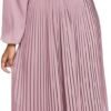 Connecteri  Womens V Neck Flowy Ruffle Pleated Casual Fall Dress