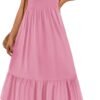 Connecteri Women's 2024 Summer Sleeveless Dress Square Neck Pleated Swing Casual Maxi Dresses with Pockets
