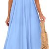 Connecteri  Womens 2024 Summer Flowy Maxi Dress Casual Sleeveless Spaghetti Strap Ruffle Beach Long Dresses