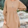 Connecteri  Womens Summer Tunic Dress Casual Loose Short Sleeve Crew Neck Flowy Swing Mini Shift Dresses