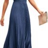 Connecteri?Womens Midi Summer V Neck Swiss Dot Ruffle Sleeveless A Line Beach Sun Dress