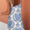 Connecteri  Women Summer Dresses 2024 Spaghetti Strap Scoop Neck Smocked Ruffle Flowy Boho Maxi Dress