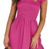Connecteri  Womens Summer Casual Sleeveless Square Neck Smocked Ruffle Backless Boho Mini Dress 2024 Trendy Short Sundress