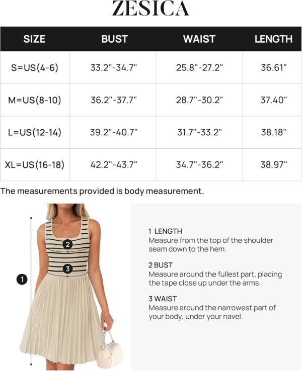 Connecteri Women's Summer Sleeveless Mini Dress 2024 Square Neck Striped Knit A Line Pleated Tank Dresses
