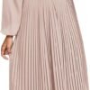 Connecteri  Womens V Neck Flowy Ruffle Pleated Casual Fall Dress