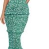 Connecteri  Womens Floral Summer One Shoulder Strappy Tiered Ruffle Midi Bodycon Dresses