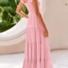 Connecteri  Womens Cap Sleeve V Neck Smocked Beach Sundress