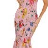 Connecteri Womens Sleeveless Strappy Ruffle Hem Smocked Bodycon Dress