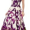 Connecteri  Women's 2024 Summer Short Sleeves Boho Floral Print Tiered Casual Flowy Long Maxi Dress
