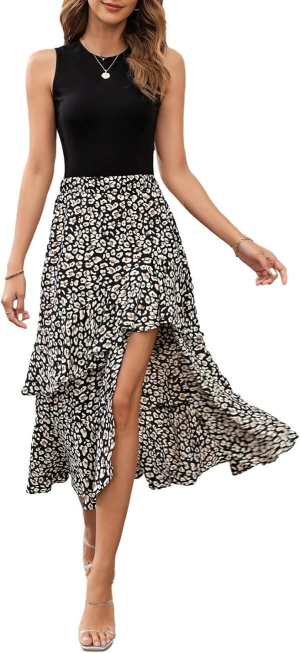 Connecteri  Women's Summer 2024 Maxi Dress Spaghetti Strap Spring Casual Boho Split Beach Long Flowy Dresses Trendy