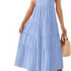 Connecteri Women's 2024 Summer Sleeveless Dress Casual Backless Loose Flowy Tiered Sundress Beach Cover up Tank Dresses
