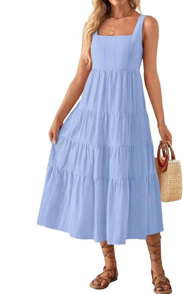 Connecteri Women's 2024 Summer Sleeveless Dress Casual Backless Loose Flowy Tiered Sundress Beach Cover up Tank Dresses