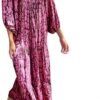 Connecteri  Womens Loose Fit Casual Summer V Neck Half Sleeve Bohemian Geometric Pattern Maxi Long Dresses