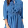 Connecteri  K Women's Autumn Wedding Guest Dresses Ruffle Hem 3/4 Sleeve A-Line Smocked Short Chiffon Dress