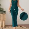 Connecteri Womens Summer Casual Square Neck Bodycon Midi Dresses 2024 Spring Sleeveless Side Slit Knit Beach Vacation Long Dress