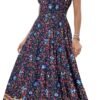 Connecteri  Women's 2024 Summer Short Sleeves Boho Floral Print Tiered Casual Flowy Long Maxi Dress