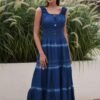 Connecteri  Women's Maxi Dress Sleeveless Denim Long Summer A-line Casual Blue Cotton Boho Flowy Sundresses for Women