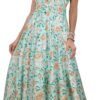 Connecteri  Women's 2024 Summer Short Sleeves Boho Floral Print Tiered Casual Flowy Long Maxi Dress