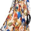 Connecteri  Women's 2024 Fall Boho Maxi Dress Casual Long Sleeve V Neck Printed Beach Long Flowy Dresses